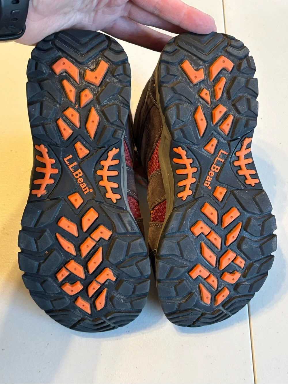 L.L. Bean Kids Orange and Brown Hiking Boots